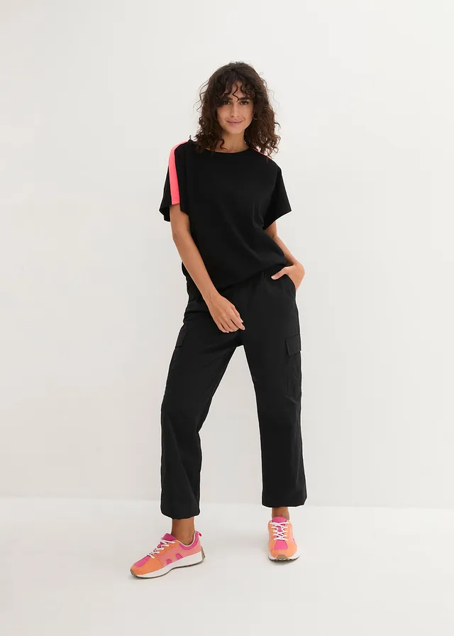 T-shirt 100% coton avec galon fluo • noir • product-page.page-title-suffix