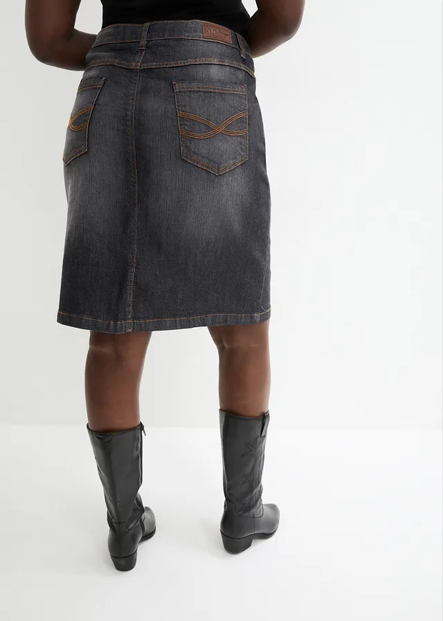 Stretch spijkerrok, Kleur: zwart denim used