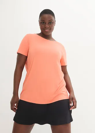 Lang sportshirt met rugdecolleté, Kleur: zalm