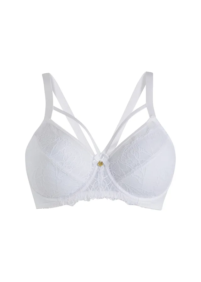 Soutien-gorge minimiseur avec dentelle délicate, Couleur: blanc