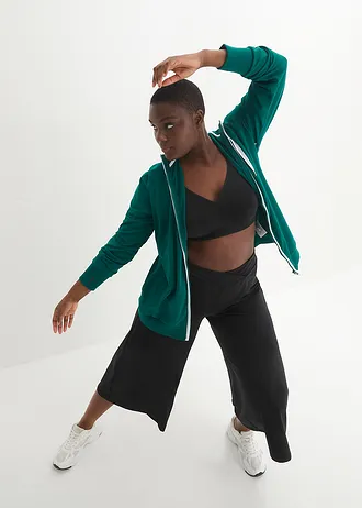 Pantaloni sport până la gambe, evazați, cu uscare rapidă, culoare: negru