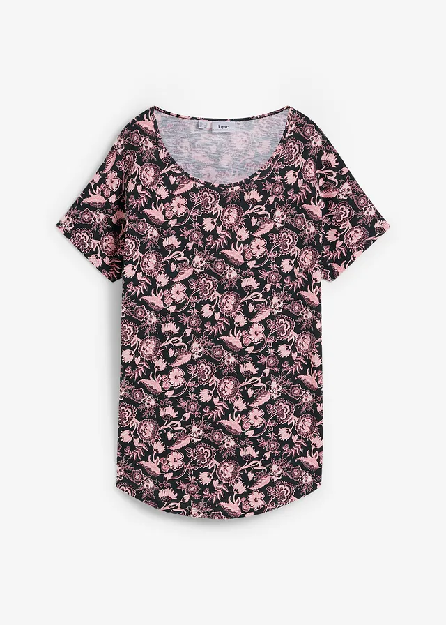 T-shirt coton décontracté en fil flammé à base arrondie