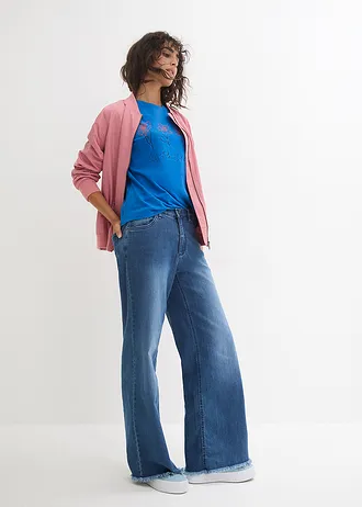 T-shirt basic z nadrukiem (2 szt.) • lazurowy z nadrukiem + biały • bonprix obchod