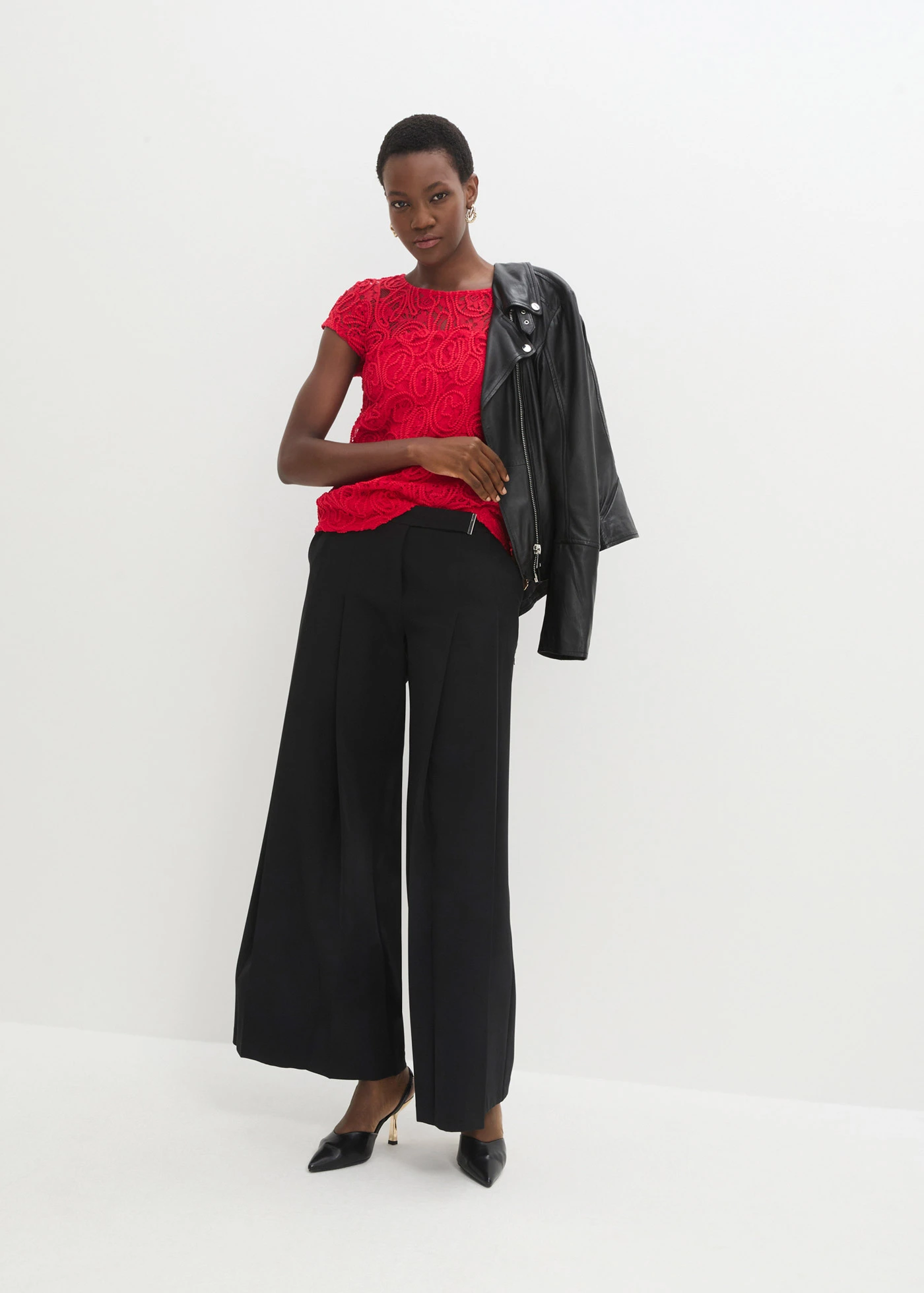 Geacă biker din piele nappa de miel • negru • magazin bonprix