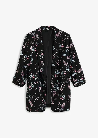 Lange gedessineerde blazer • zwart gebloemd • bonprix online shop