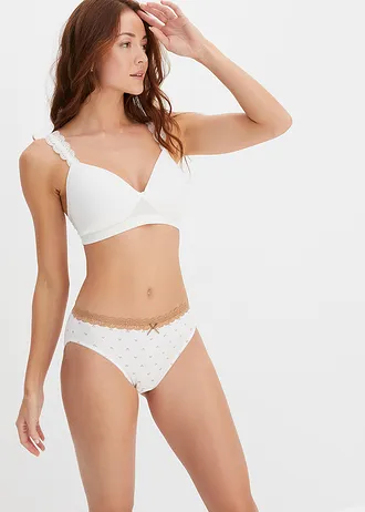 Maxislip met biologisch katoen (set van 4), Kleur: ecru gedessineerd+ecru