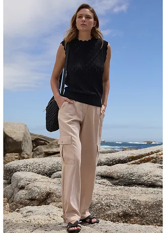 Spencer in gehaakte look van een katoenmix • zwart • bonprix online shop