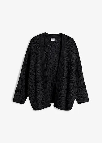 Gilet en maille ajourée, Couleur: noir