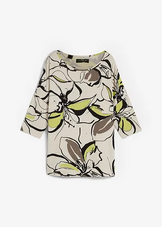 Shirt met bloemenprint • ecru/zwart gebloemd • bonprix online shop