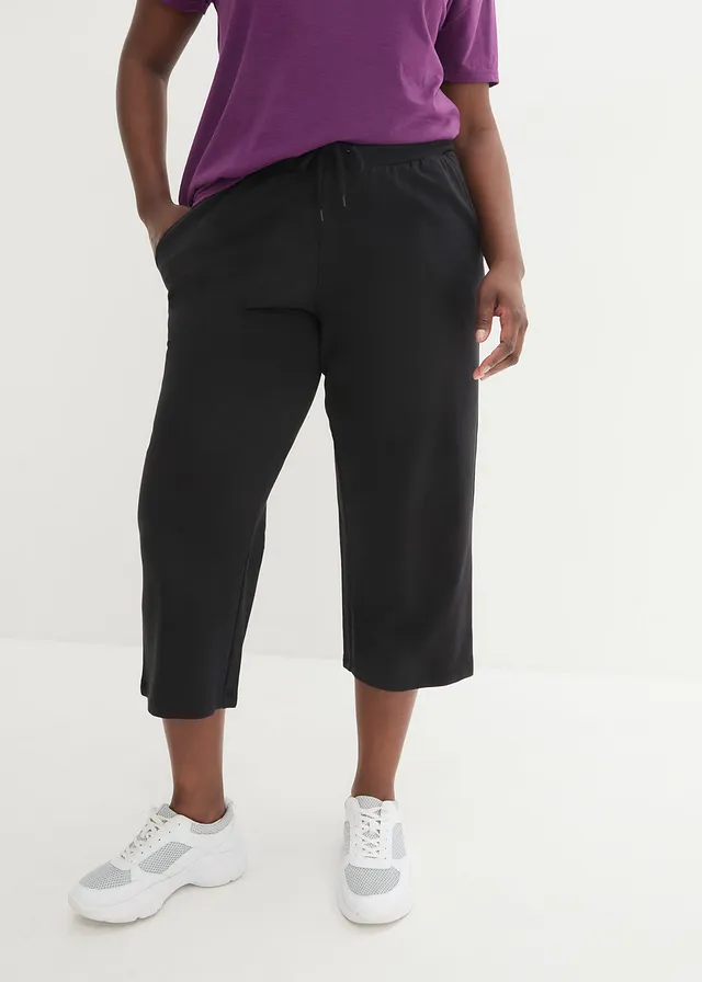Pantalon de jogging en coton, mi-mollet, Couleur: noir