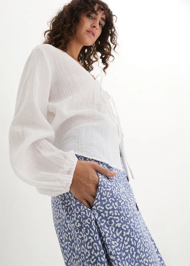 Jupe midi en viscose avec poches • bleu jean/blanc • product-page.page-title-suffix