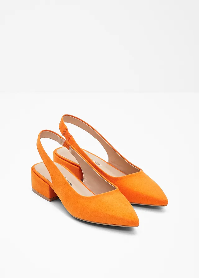 Escarpins slingback à talon plat, Couleur: orange