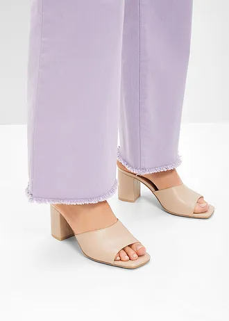 Klapki na obcasie słupku • latte macchiatto • sklep bonprix