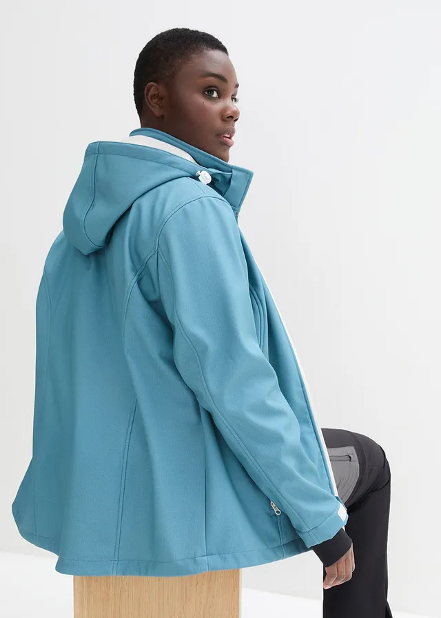 Veste en softshell déperlant, Couleur: turquoise chiné