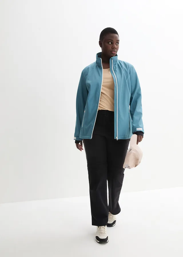 Veste en softshell déperlant, Couleur: turquoise chiné
