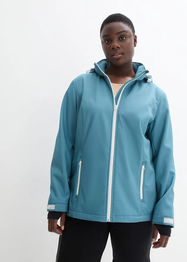 Veste en softshell déperlant, Couleur: turquoise chiné