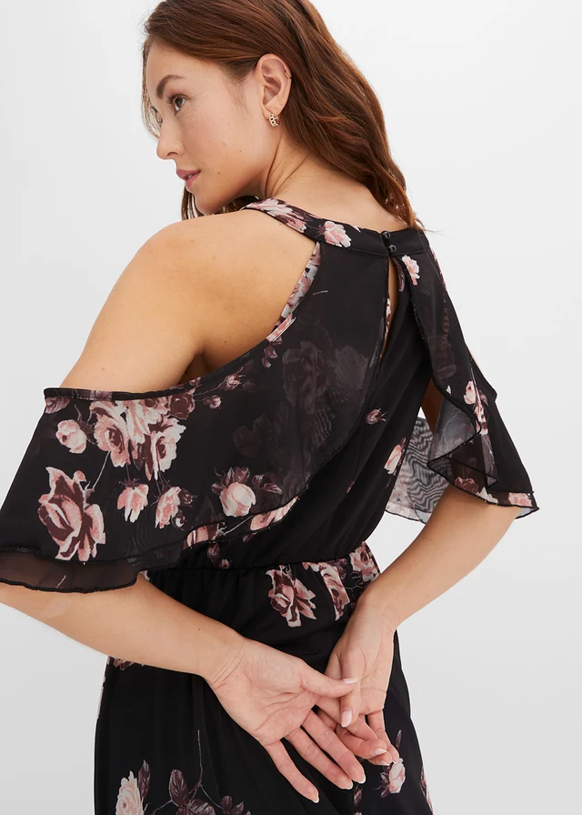 Maxi jurk van mesh • zwart gebloemd • product-page.page-title-suffix