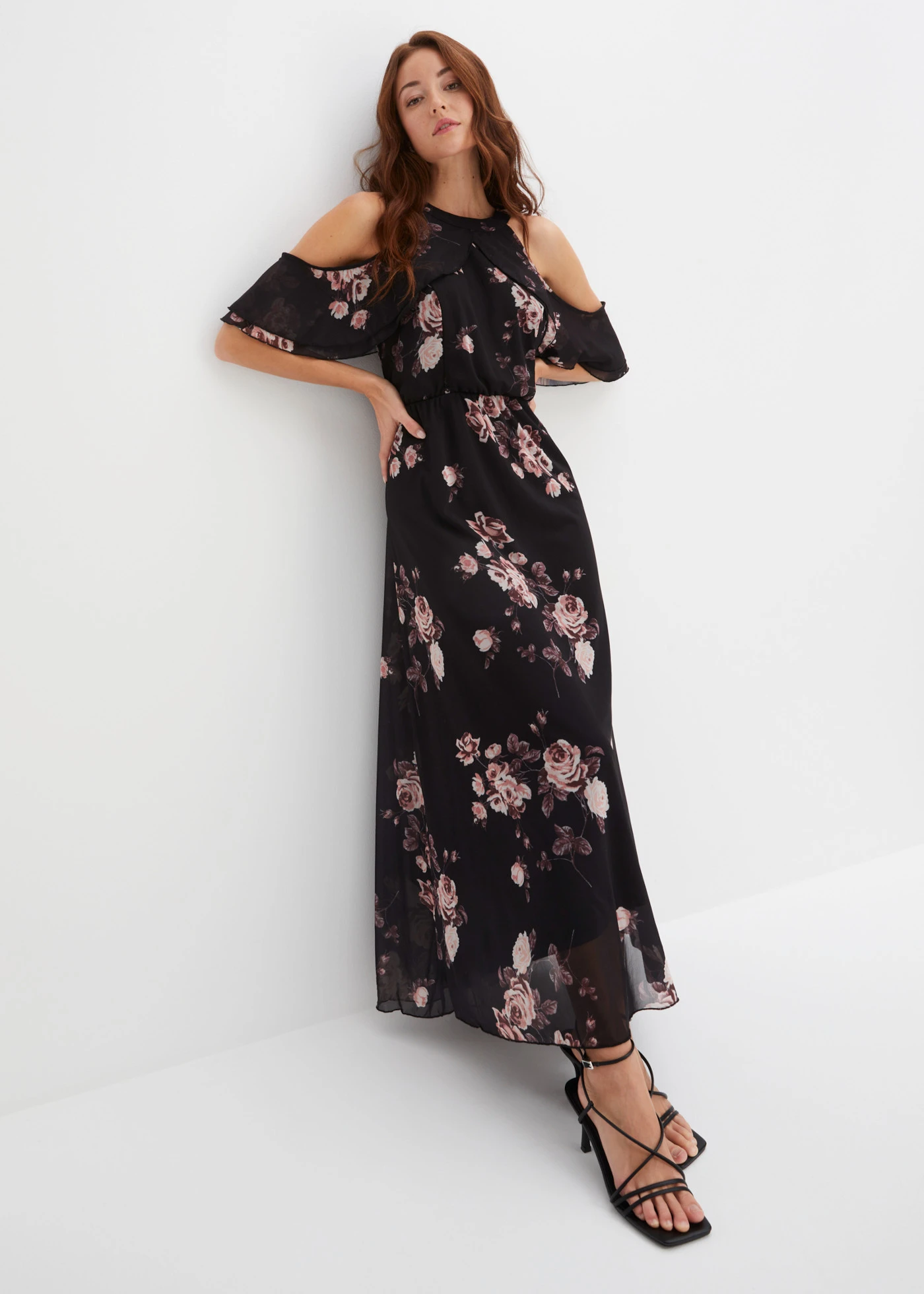 Maxi jurk van mesh • zwart gebloemd • product-page.page-title-suffix