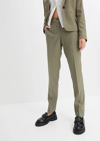 Pantalon de tailleur à pinces, Couleur: olive