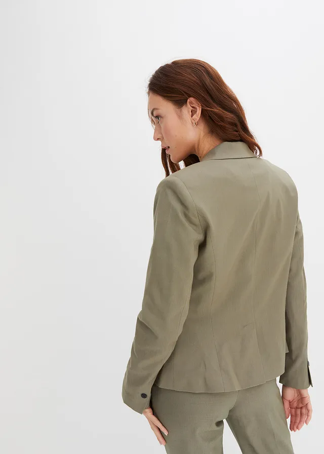 Blazer à poches passepoilées, Couleur: olive
