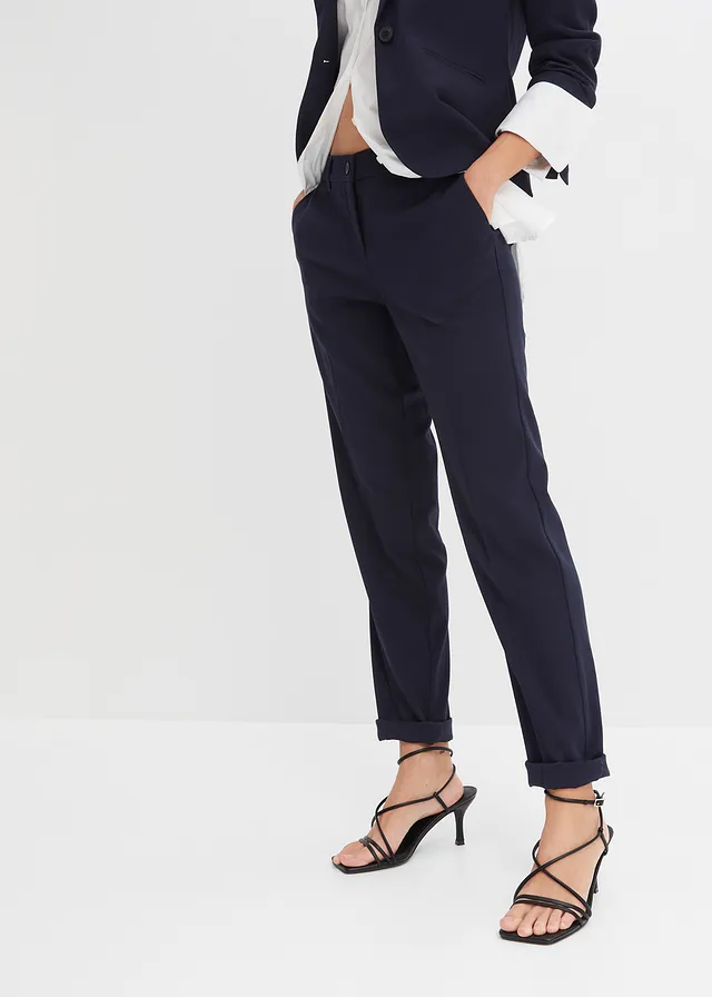 Pantalon de tailleur à pinces, Couleur: bleu foncé