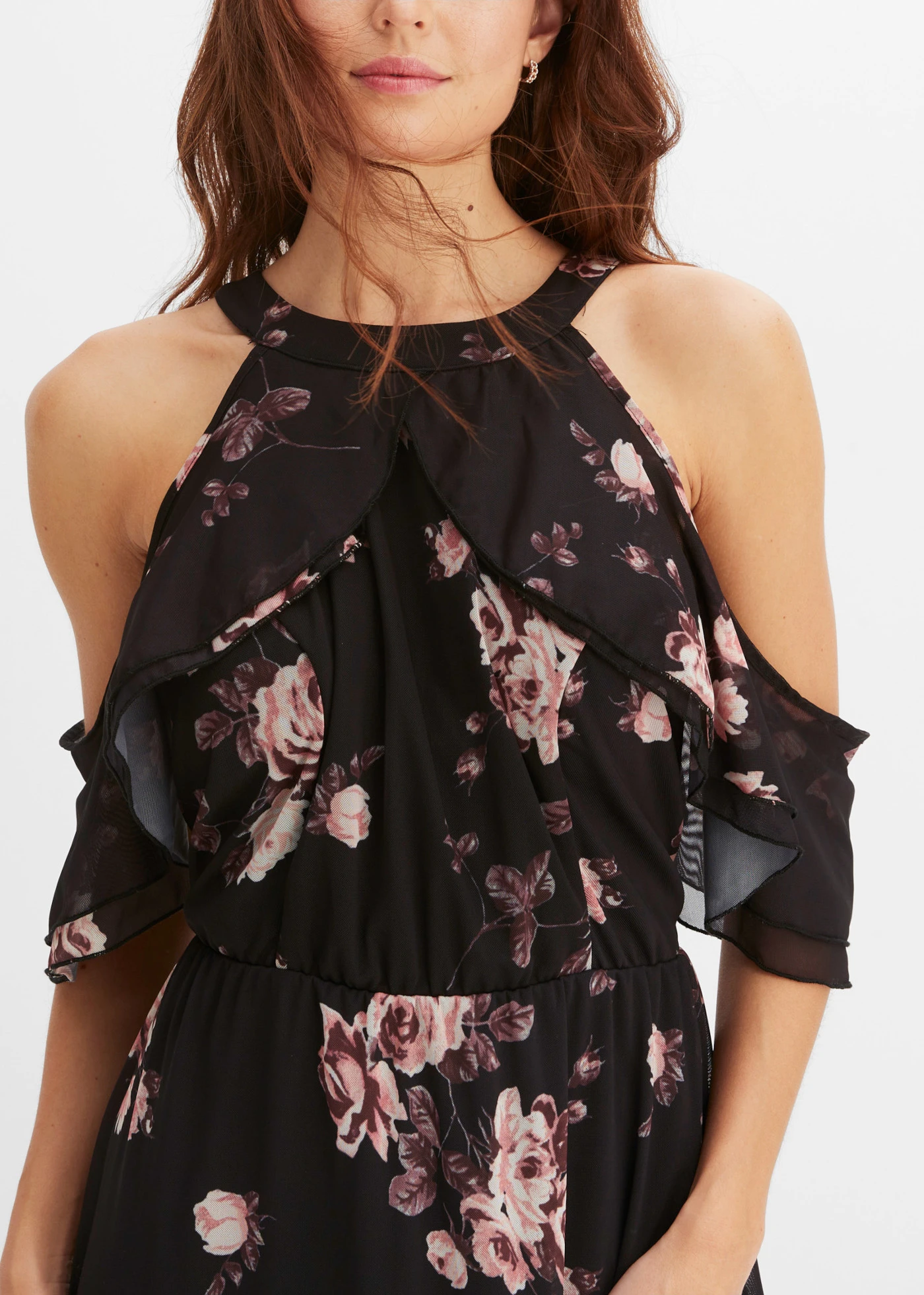 Maxi jurk van mesh • zwart gebloemd • product-page.page-title-suffix