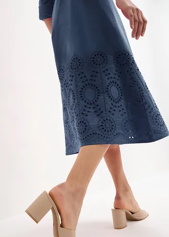 Košilové šaty s dírkovanou výšivkou • tmavě modrá • bonprix obchod