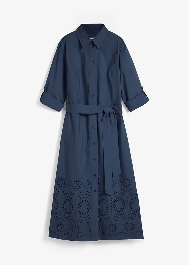 Rochie tip cămașă cu broderie perforată