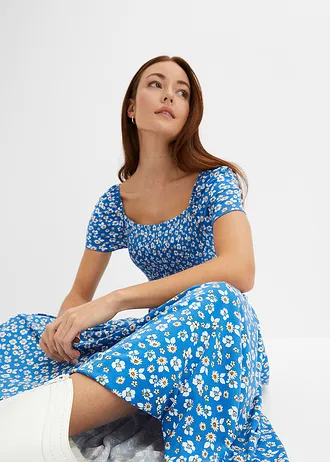 Maxi jurk van een viscose mix • blauw-wolwit gebloemd • bonprix online shop