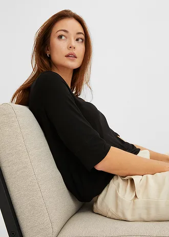 T-shirt doux en viscose extensible • noir • Boutique bonprix