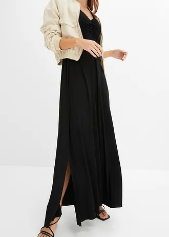Robe longue en viscose mélangée • noir • Boutique bonprix