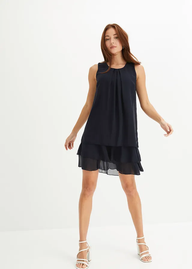 Chiffon jurk van gerecycled polyester • donkerblauw • product-page.page-title-suffix