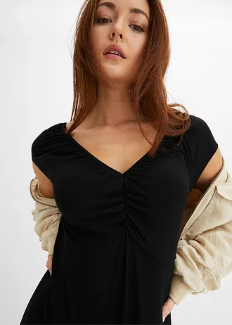 Robe longue en viscose extensible • noir • Boutique bonprix