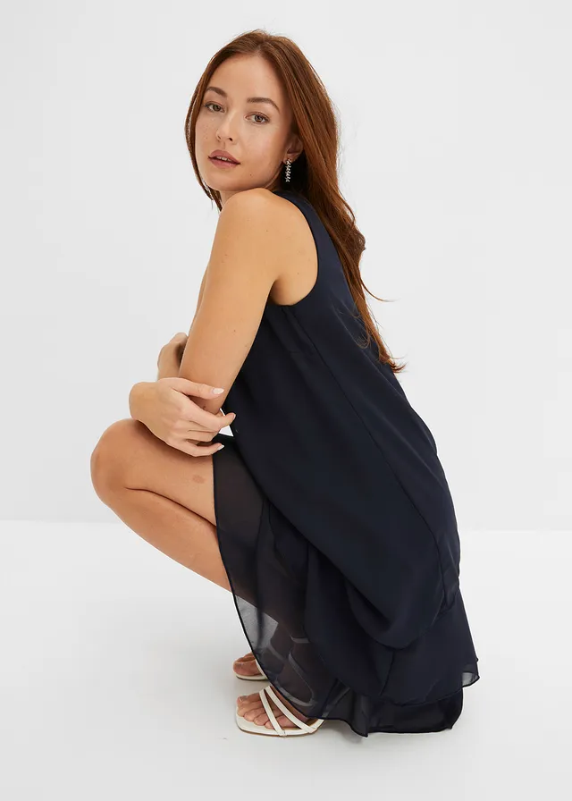 Chiffon jurk van gerecycled polyester • donkerblauw • product-page.page-title-suffix