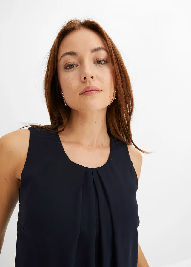 Chiffon jurk van gerecycled polyester • donkerblauw • product-page.page-title-suffix