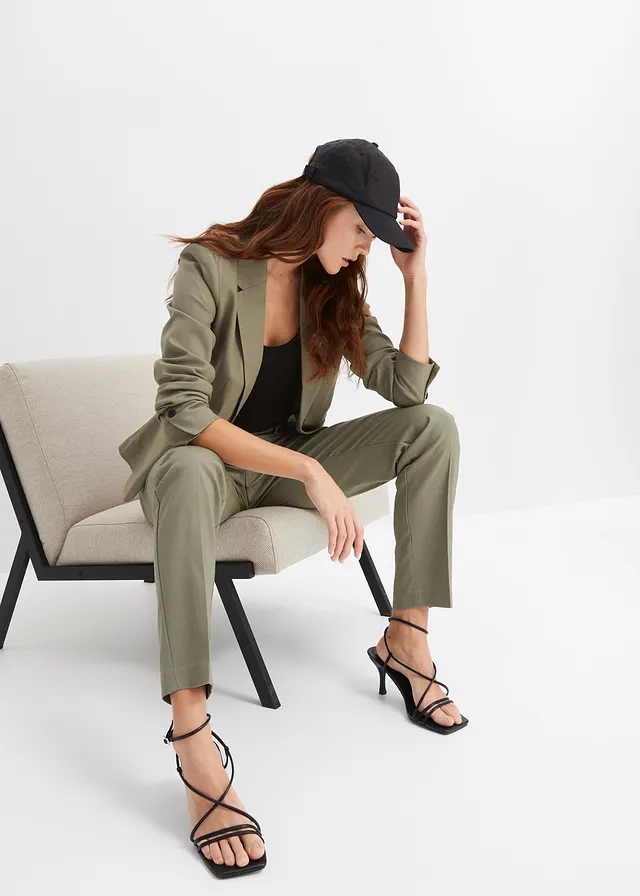 Blazer à poches passepoilées, Couleur: olive