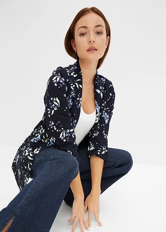 Lange blazer met print • donkerblauw gebloemd • bonprix online shop