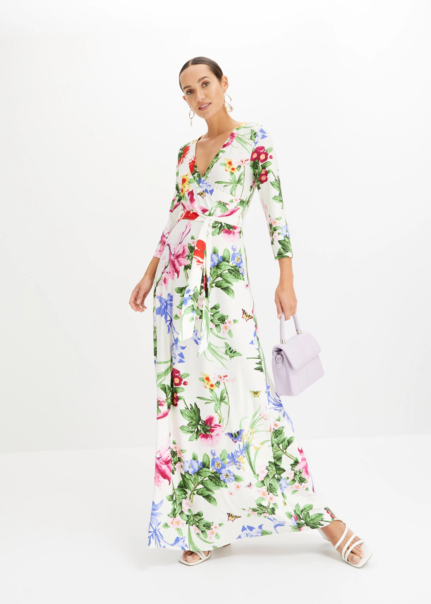 Maxi ruha • fehér-pink virágmintás • bonprix áruház