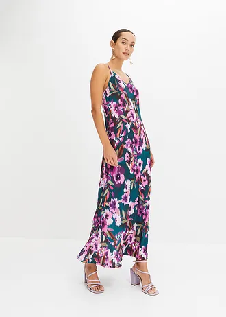 Maxi jurk • donkergroen-paars gebloemd • bonprix online shop