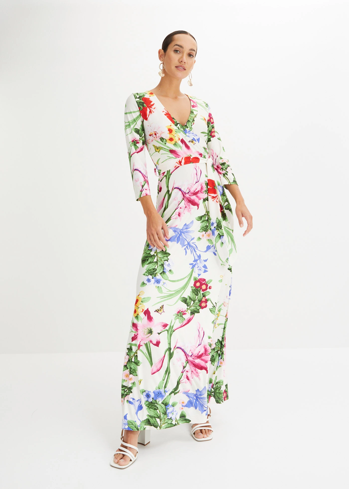 Maxi ruha • fehér-pink virágmintás • bonprix áruház