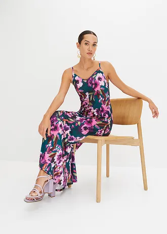 Maxi jurk • donkergroen-paars gebloemd • bonprix online shop