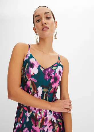 Maxi jurk • donkergroen-paars gebloemd • bonprix online shop