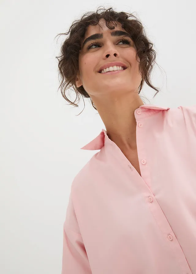Oversized blouse van katoen met 3/4 mouwen • zoet roze • product-page.page-title-suffix