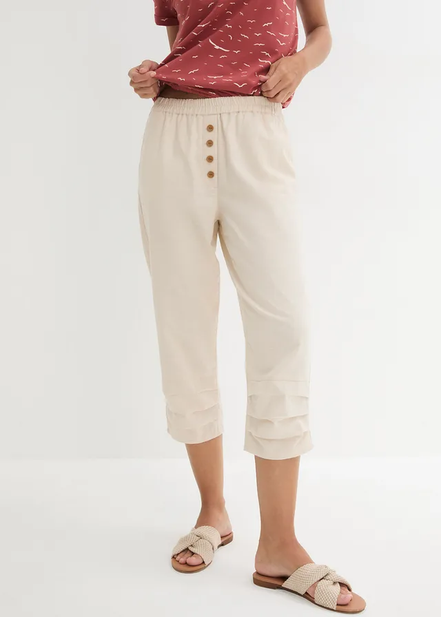 Pantalon carotte en lin et coton • beige galet • product-page.page-title-suffix
