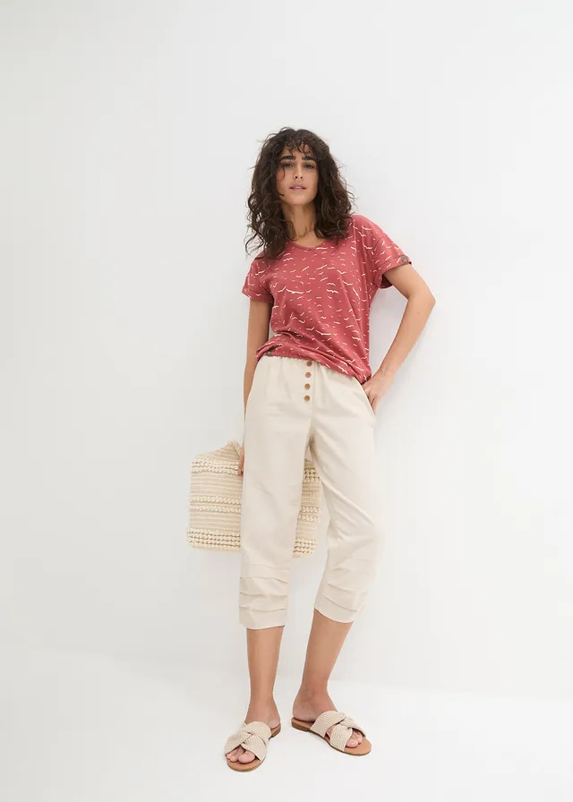 Pantalon carotte en lin et coton • beige galet • product-page.page-title-suffix