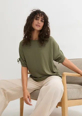 Triko ze splývavé viskózy • olivová • bonprix obchod