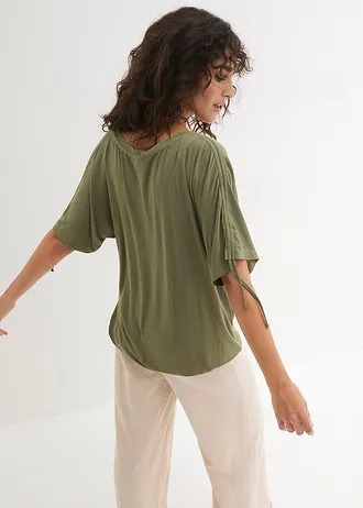 Triko ze splývavé viskózy • olivová • bonprix obchod