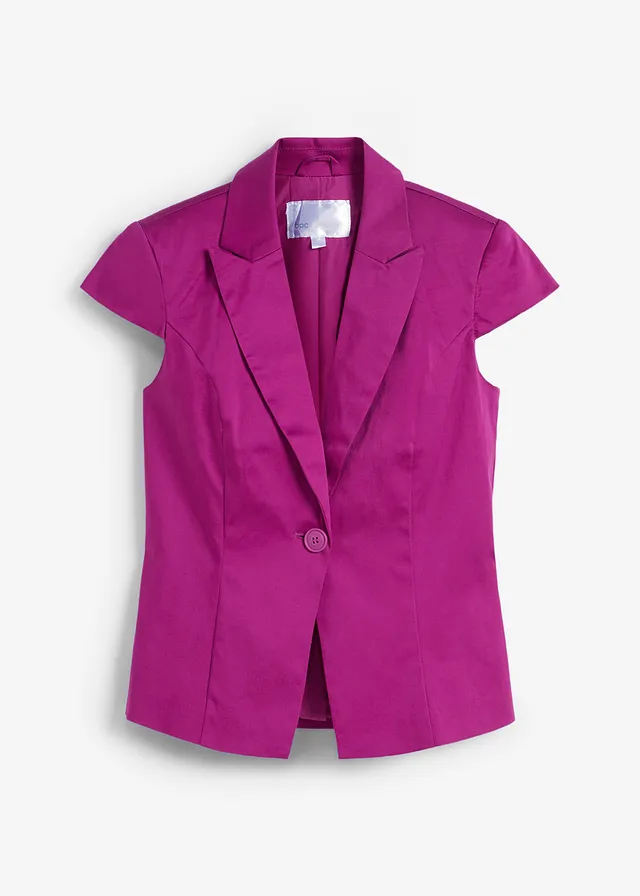 Blazer cu mâneci scurte din satin de bumbac