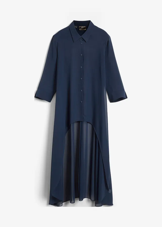 Šifonová halenka s volány • tmavě modrá • bonprix obchod