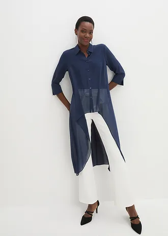 Šifonová halenka s volány • tmavě modrá • bonprix obchod